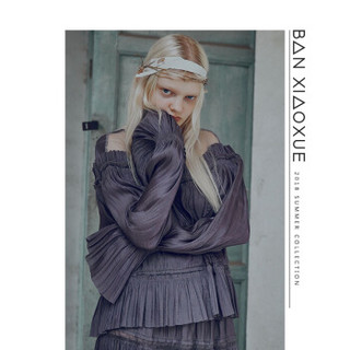 班晓雪 BAN XIAOXUE  设计师品牌 秋冬系列 女装 分割缩褶短套头衫 JDesigner 黛紫 L