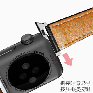 ESCASE 苹果手表真皮表带iwatch5经典小牛皮适用于Apple Watch Series 1/2/3/4代 38/40mm黑色