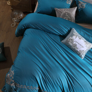 水星家纺 大提花四件套 欧式轻奢床单被罩被套床上用品套件 伯爵印象 加大双人1.8米床