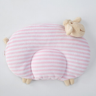 贝吻 婴儿枕头0-1岁新生儿枕头宝宝U型枕2136萌萌小羊 粉白条