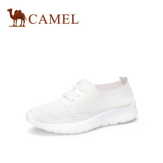 骆驼（CAMEL） 女士 轻盈舒适织物系带休闲鞋 A912266149 白色 35