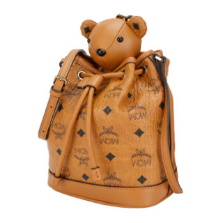 商品mcm 女士棕色人造革小熊系列单肩斜挎桶包 myz8axl47co001