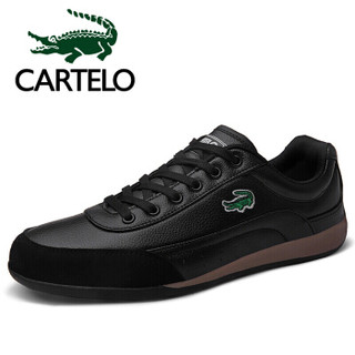 卡帝乐鳄鱼（CARTELO）时尚休闲小白鞋 男子韩版平底运动 KDL8C8206 黑色 43码