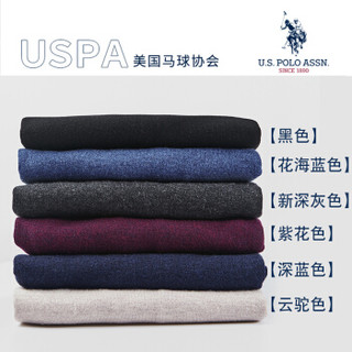 U.S. POLO ASSN.羊毛衫男2019秋冬新款高领纯色棉休闲百搭男士针织毛衣 6194115109 深蓝 L(50)