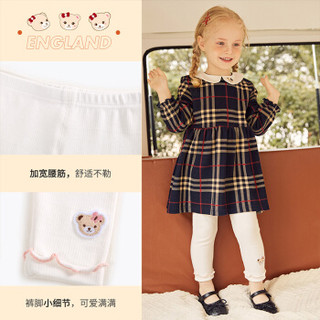 精典泰迪 Classic Teddy童装自营女童打底裤中小童裤子宝宝长裤百搭新品 坑条木耳边-白色 120