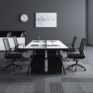 易存职员办公桌现代简约屏风卡座员工位职员桌椅组合 经典黑白四人位+柜椅