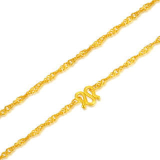 China Gold 中国黄金 足金水波纹黄金锁骨项链时尚女款珠宝首饰 计价 约4.1g