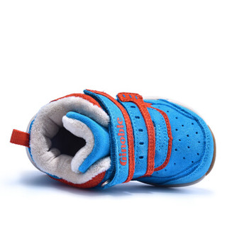 基诺浦冬季新款男女儿童学步鞋加厚保暖棉鞋防滑机能鞋TXG343 蓝色 10