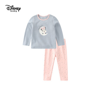 迪士尼 Disney 童装女童加厚保暖长袖家居服秋衣裤套装黄金绒2019冬 DA942AE02 烟雾蓝 100