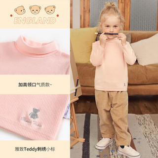 精典泰迪 Classic Teddy 男女童打底衫宝宝上衣长袖T恤婴儿衣服2019新款 坑条弹力-杏色 100