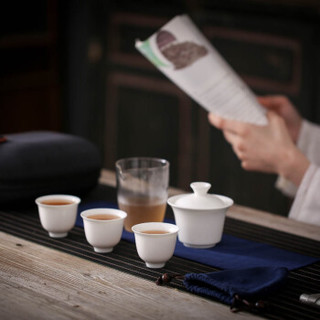 尚帝（shangdi）玻璃茶海玉瓷盖碗茶杯旅行茶具套装便携包快客杯陶瓷户外旅游功夫茶具 小盖碗旅行套组