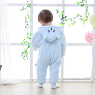 贝吻 婴儿连体衣爬服冬双面可穿棉服加厚款宝宝外出服礼盒装B5013 浅兰色80码