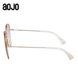 aojo 太阳镜女 不规则圆框墨镜 大框闪粉时尚太阳眼镜 SA1929040 C02 63mm