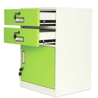 资料办公家用文件柜带锁储物工具桌下活动抽屉医用床头铁皮柜绿色款2