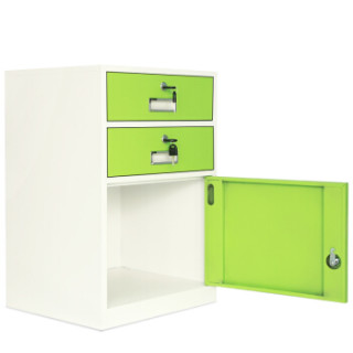 资料办公家用文件柜带锁储物工具桌下活动抽屉医用床头铁皮柜绿色款2