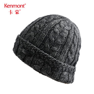 卡蒙（Kenmont）km-9232 翻檐护耳套头帽中老年人羊毛帽子男冬季骑行针织帽纯色毛线帽 深灰色均码(58cm)