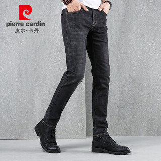 皮尔卡丹（pierre cardin）203911-0800 牛仔裤男春夏新品修身百搭水洗长裤男直筒小脚 灰黑色 29