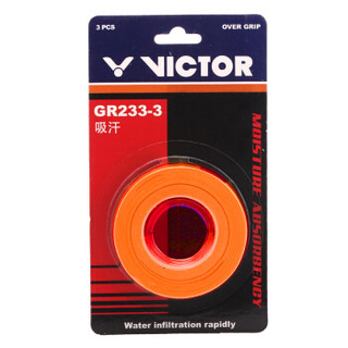 威克多（VICTOR）胜利羽毛球拍手胶 吸汗止滑握把胶 GR233-3  黄/橙（2盒6条装）