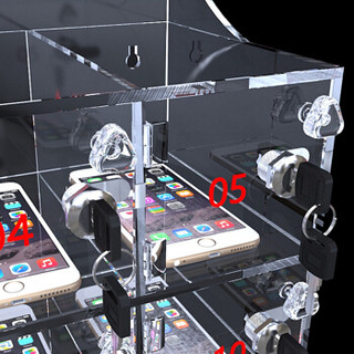 苏美特手机存放柜亚克力板透明保管箱简易寄存柜带锁收纳箱6门柜