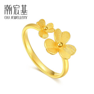 潮宏基 CHJ JEWELLERY 叶心 足金黄金戒指女款 计价 SRG30001152 约3g