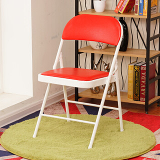 佐盛折叠椅实用会议椅培训椅洽谈椅家用会客椅办公椅白腿 红面