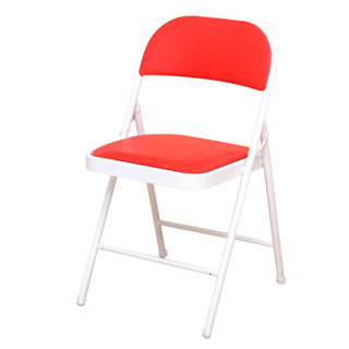 佐盛折叠椅实用会议椅培训椅洽谈椅家用会客椅办公椅白腿 红面