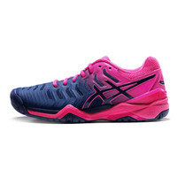 亚瑟士 asics 女网球鞋透气防滑运动鞋GEL-RESOLUTION 7 E751Y-400 蓝色/粉色 38