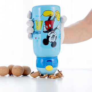 迪士尼（Disney）宝宝吸管杯 儿童保温杯男女婴儿水杯学生户外便携316不锈钢水壶带被套 双盖蓝色米奇550ml