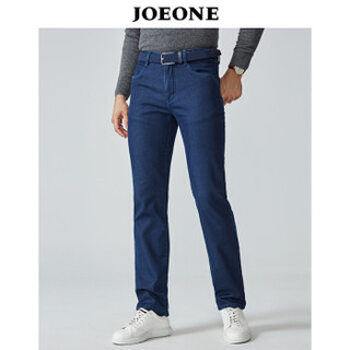 九牧王（JOEONE）牛仔裤 2018年秋季新款商务休闲植绒保暖裤子 170/74A深蓝色JJ186061T