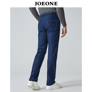 九牧王（JOEONE）牛仔裤 2018年秋季新款商务休闲植绒保暖裤子 170/74A深蓝色JJ186061T