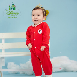 迪士尼(Disney)秋季新品婴儿衣服纯棉娃娃领连体衣173L725 大红 59cm