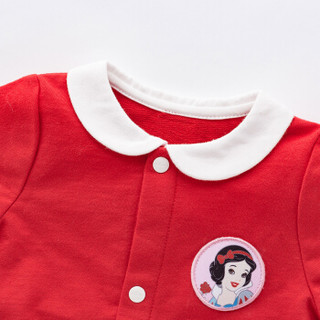 迪士尼(Disney)秋季新品婴儿衣服纯棉娃娃领连体衣173L725 大红 59cm