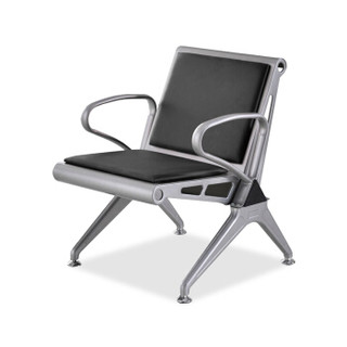 欧宝美机场椅候车椅连排坐椅医院候诊椅输液椅单人位黑色皮座椅