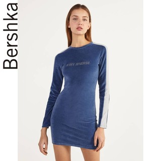 Bershka 巴适卡 00515326462-28 女士天鹅绒拼接连衣裙短款