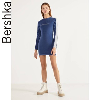 Bershka 巴适卡 00515326462-28 女士天鹅绒拼接连衣裙短款