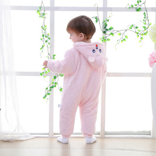 贝吻 婴儿连体衣爬服冬双面可穿棉服加厚款宝宝外出服礼盒装B5013 粉色80码