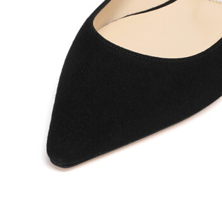 商品jimmy choo 周仰杰 女士romy flat系列黑色绒面牛皮尖头平底鞋