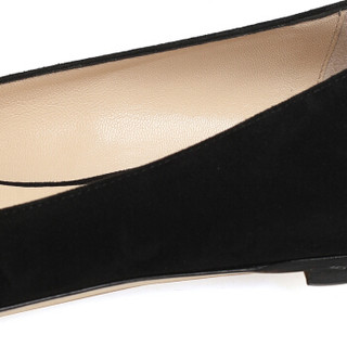 JIMMY CHOO 周仰杰 女士ROMY FLAT系列黑色绒面牛皮尖头平底鞋 ROMY FLAT SUE 247 BLACK 8/38