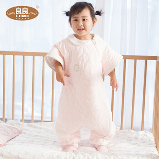 良良(liangliang)婴儿睡袋宝宝幼儿防踢被儿童分腿睡袋可拆袖粉厚款95*43cm