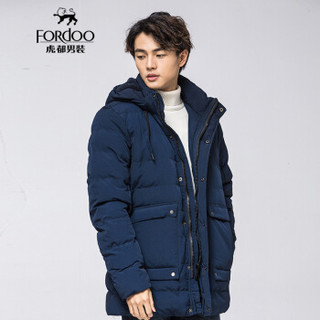 虎都 FORDOO 棉服男2019秋冬新款加绒加厚休闲舒适时尚百搭简约潮流外套 VA2AH19881053  藏青 175/XL