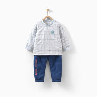 童泰冬季婴儿肩开闭裆棉套装3-18个月  T93D1165 蓝色 73