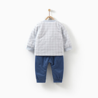 童泰冬季婴儿肩开闭裆棉套装3-18个月  T93D1165 蓝色 73