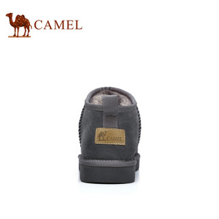 骆驼（CAMEL） 时尚短款加绒牛皮男雪地靴 A842275064 灰色 44