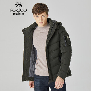 虎都（FORDOO）棉服男 2019冬季新款男士棉服时尚连帽商务休闲男装外套 59881060 军绿 3XL