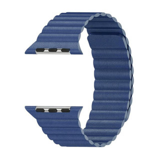 ESCASE apple watch 1/2/3/4/5代通用表带 苹果手表表带男女情侣时尚款 皮纹款42/44mm S05午夜蓝