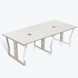 好事达易美定制简约现代会议桌 带线槽洽谈桌办公桌3.6米暖白色042