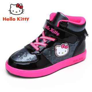 HELLOKITTY 女童运动鞋 冬季保暖高帮休闲板鞋 K7543818 黑色28