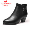 富贵鸟（FUGUINIAO）女靴粗跟头层牛皮坠饰时尚百搭简约G89M111C 黑色 40