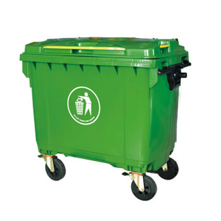 五月花加厚企业商用垃圾桶 大号分类环卫物业垃圾桶 带轮手执塑料杆 WYH-660B-3-c 两个装颜色随机发出