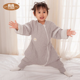 良良(liangliang)婴儿睡袋宝宝幼儿防踢被儿童分腿睡袋可拆袖灰厚款75*38cm